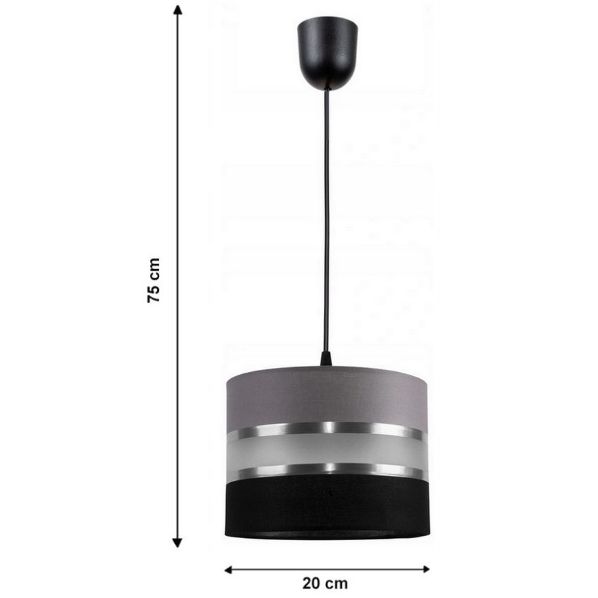 Lampadario a sospensione con filo CORAL S 1xE27/60W/230V nero-grigio