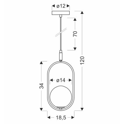 Lampadario a sospensione con filo CORDEL 1xG9/28W/230V nero/fumé nero