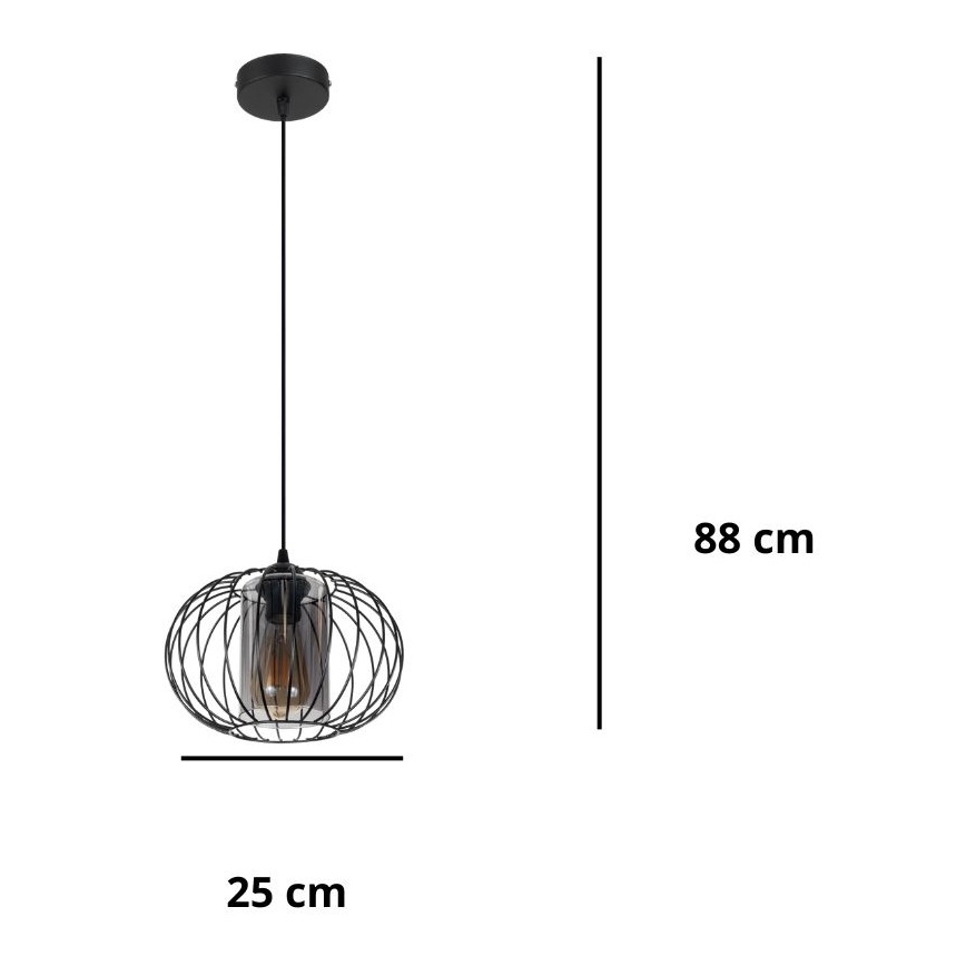 Lampadario a sospensione con filo CORRINI 1xE27/60W/230V diametro 25 cm nero/grigio
