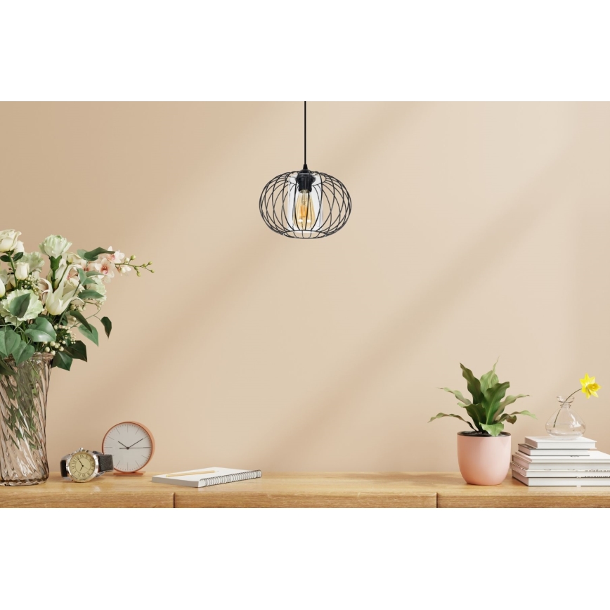 Lampadario a sospensione con filo CORRINI 1xE27/60W/230V diametro 25 cm nero/limpido