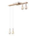Lampadario a sospensione con filo CORTINA 4xE27/15W/230V bianco/quercia