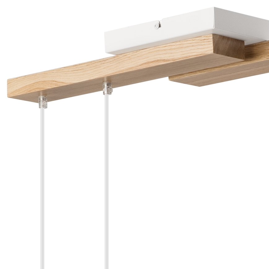 Lampadario a sospensione con filo CORTINA 4xE27/15W/230V bianco/quercia