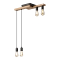 Lampadario a sospensione con filo CORTINA 4xE27/15W/230V nero/quercia