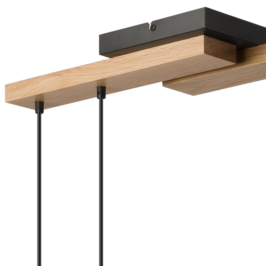 Lampadario a sospensione con filo CORTINA 4xE27/15W/230V nero/quercia