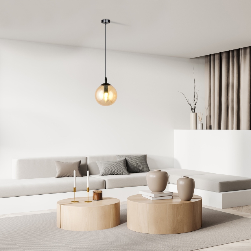 Lampadario a sospensione con filo COSMO 1xE14/10W/230V diametro 14 cm nero/beige