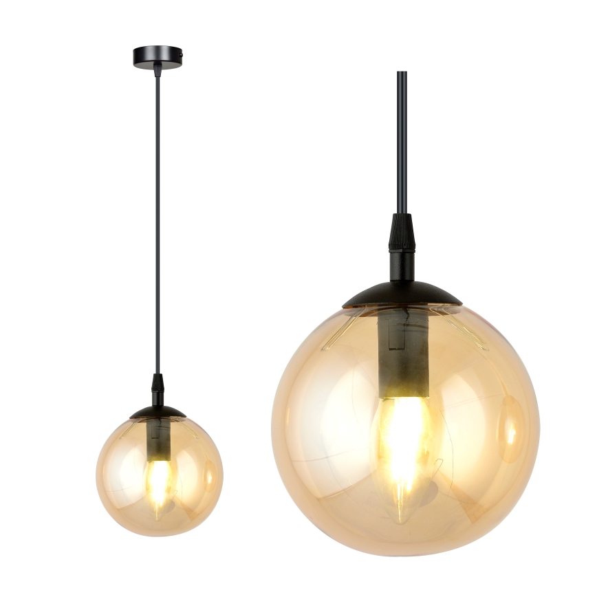 Lampadario a sospensione con filo COSMO 1xE14/10W/230V diametro 14 cm nero/beige