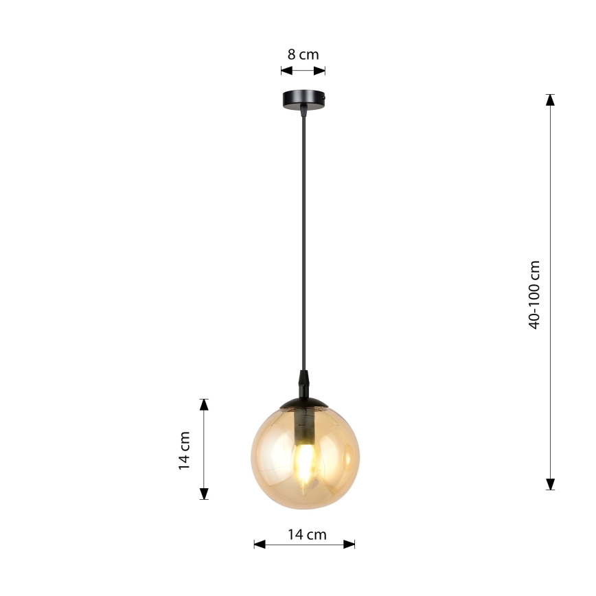 Lampadario a sospensione con filo COSMO 1xE14/10W/230V diametro 14 cm nero/beige