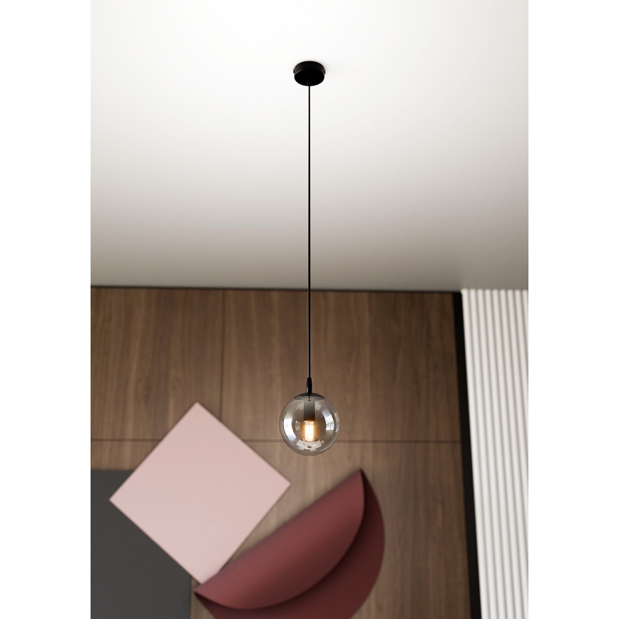 Lampadario a sospensione con filo COSMO 1xE14/10W/230V diametro 14 cm nero/grigio
