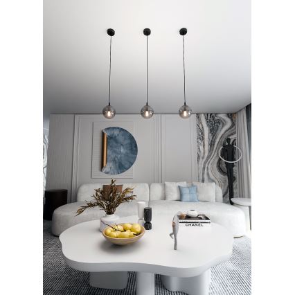 Lampadario a sospensione con filo COSMO 1xE14/10W/230V diametro 14 cm nero/grigio