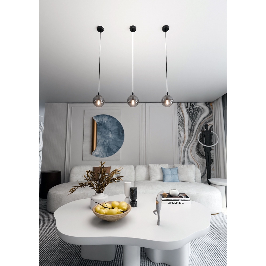 Lampadario a sospensione con filo COSMO 1xE14/10W/230V diametro 14 cm nero/grigio