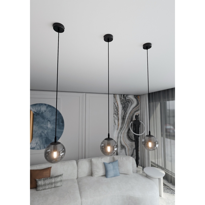Lampadario a sospensione con filo COSMO 1xE14/10W/230V diametro 14 cm nero/grigio