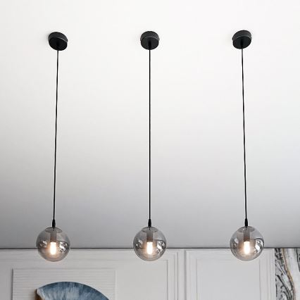 Lampadario a sospensione con filo COSMO 1xE14/10W/230V diametro 14 cm nero/grigio