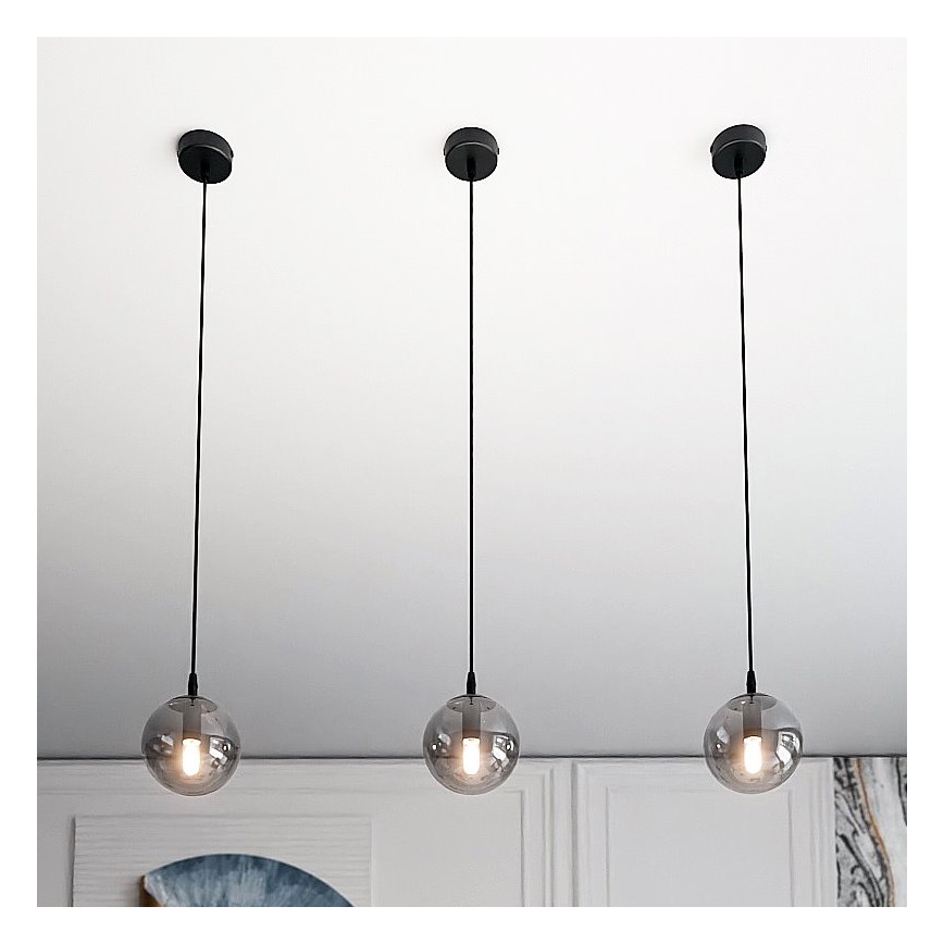 Lampadario a sospensione con filo COSMO 1xE14/10W/230V diametro 14 cm nero/grigio