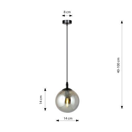 Lampadario a sospensione con filo COSMO 1xE14/10W/230V diametro 14 cm nero/grigio