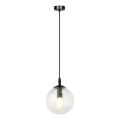 Lampadario a sospensione con filo COSMO 1xE14/10W/230V diametro 14 cm nero/limpido