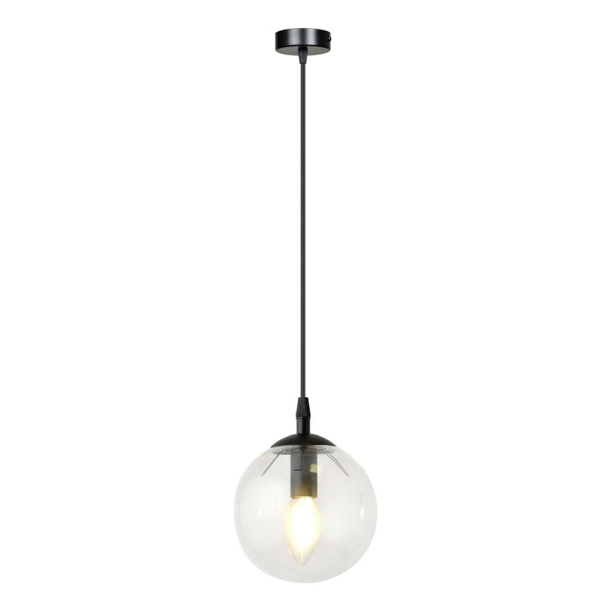 Lampadario a sospensione con filo COSMO 1xE14/10W/230V diametro 14 cm nero/limpido