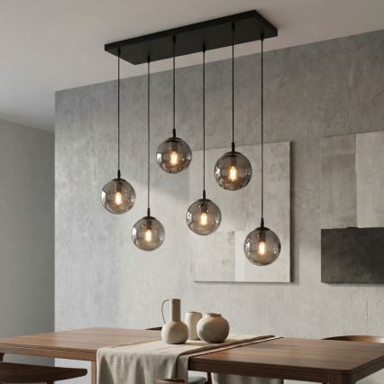 Lampadario a sospensione con filo COSMO 6xE14/10W/230V nero/grigio