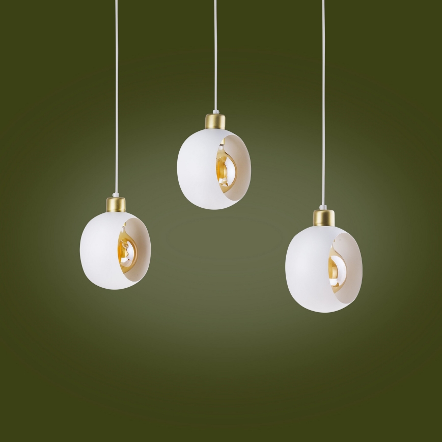 Lampadario a sospensione con filo CYKLOP 3xE27/60W/230V bianco