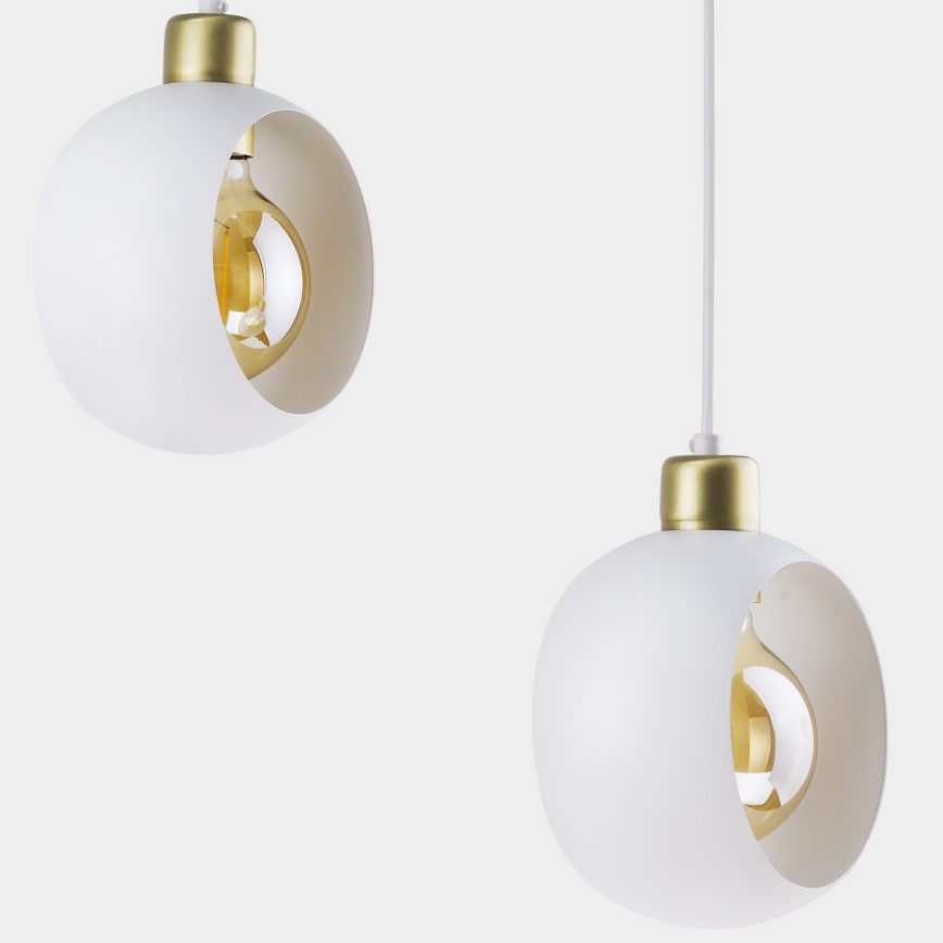 Lampadario a sospensione con filo CYKLOP 3xE27/60W/230V bianco