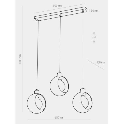 Lampadario a sospensione con filo CYKLOP 3xE27/60W/230V bianco