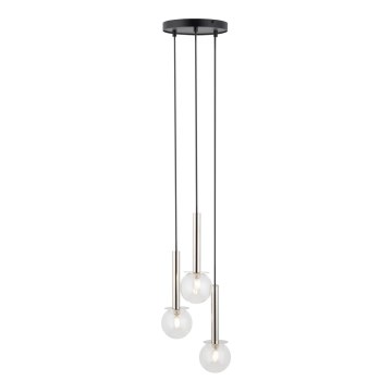 Lampadario a sospensione con filo DAISY 3xG9/12W/230V diametro 27 cm cromo lucido/nero/limpido