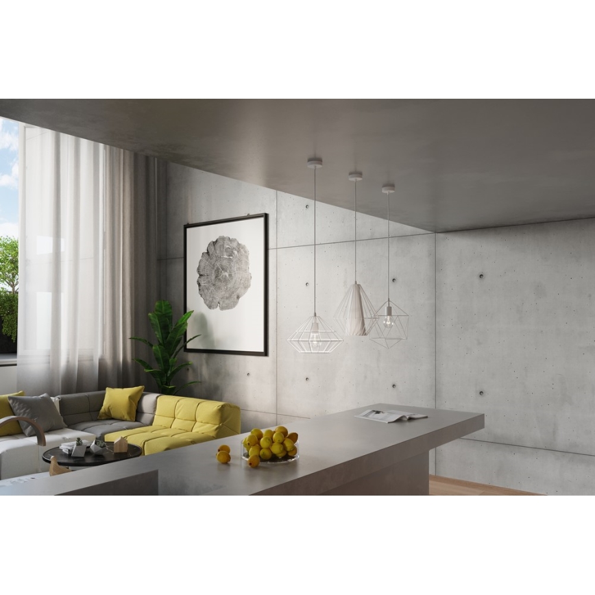 Lampadario a sospensione con filo DEMI 1xE27/60W/230V bianco