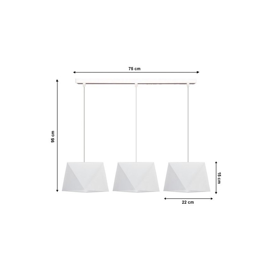 Lampadario a sospensione con filo DIAMENT 3xE27/60W/230V bianco