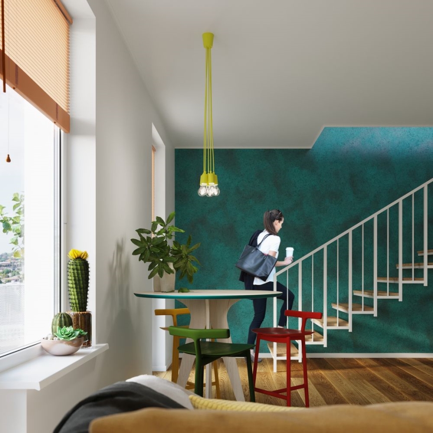 Lampadario a sospensione con filo DIEGO 1xE27/60W/230V giallo