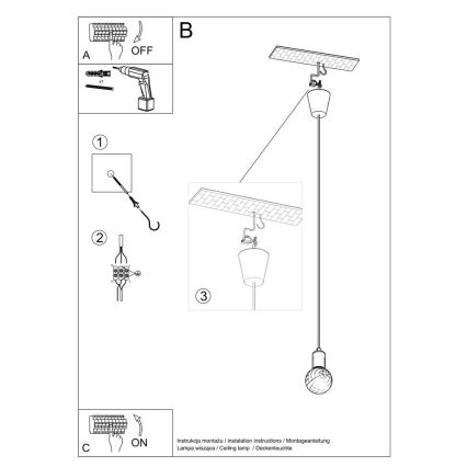 Lampadario a sospensione con filo DIEGO 1xE27/60W/230V giallo