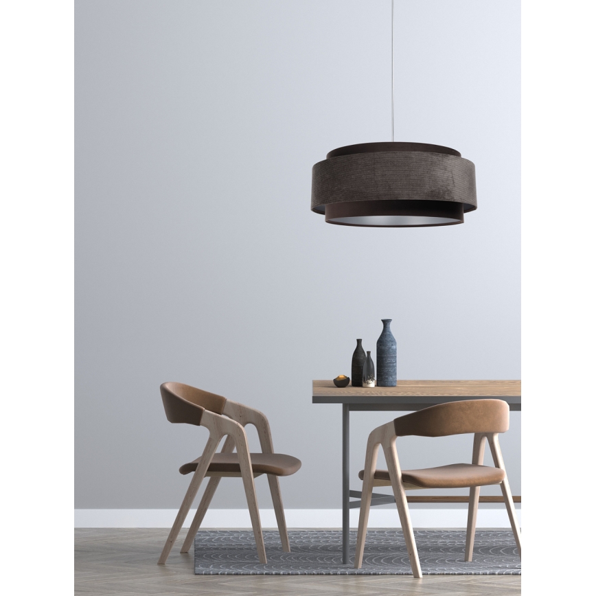 Lampadario a sospensione con filo DOBLO 1xE27/60W/230V marrone/argento d.60 cm