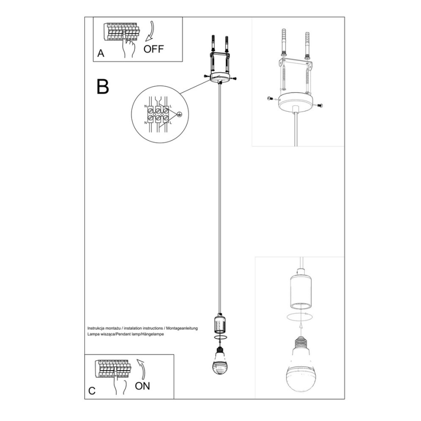 Lampadario a sospensione con filo EDISON 1xE27/60W/230V nero