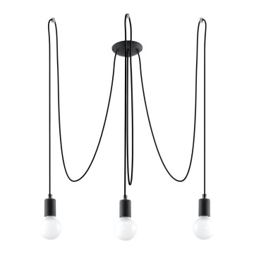 Lampadario a sospensione con filo EDISON 3 3xE27/60W/230V ragno nero