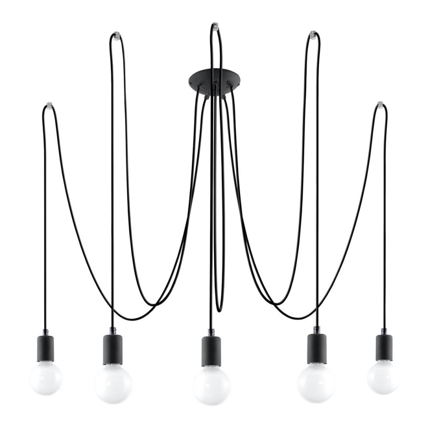 Lampadario a sospensione con filo EDISON 5 5xE27/60W/230V ragno nero
