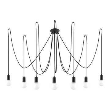 Lampadario a sospensione con filo EDISON 7 7xE27/60W/230V ragno nero