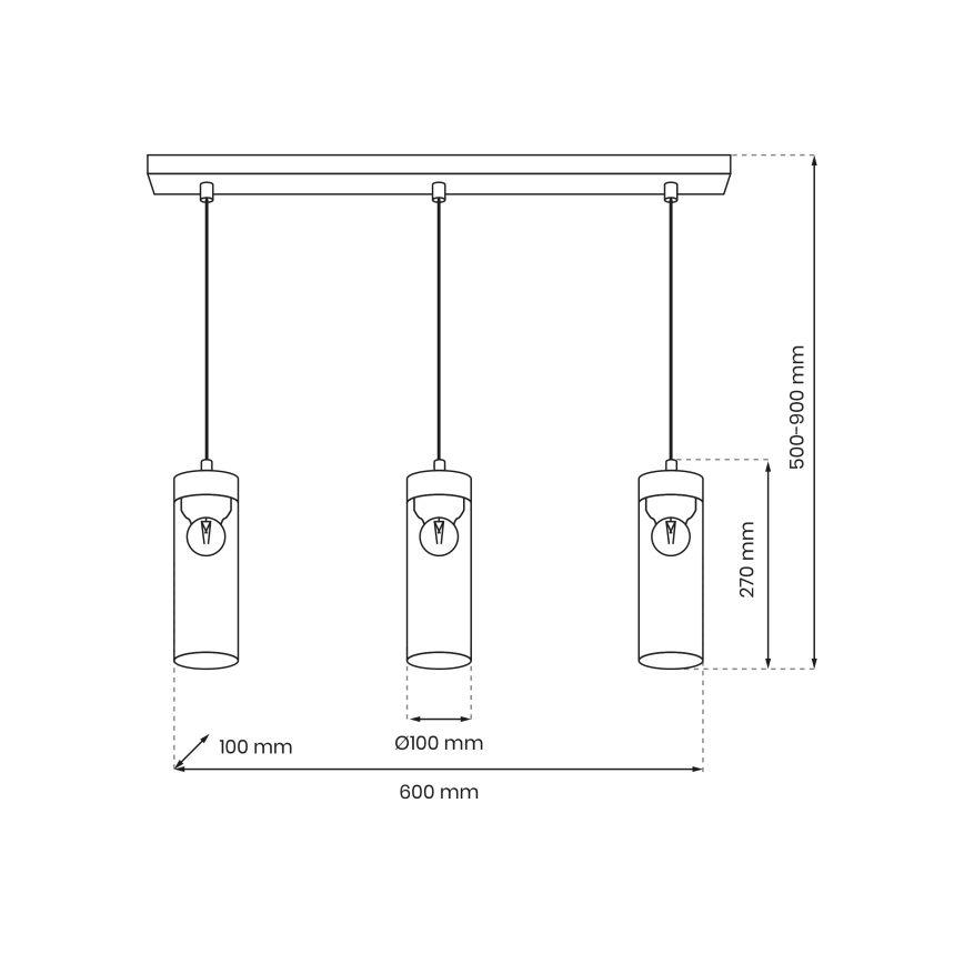Lampadario a sospensione con filo ELICA 3xE27/60W/230V