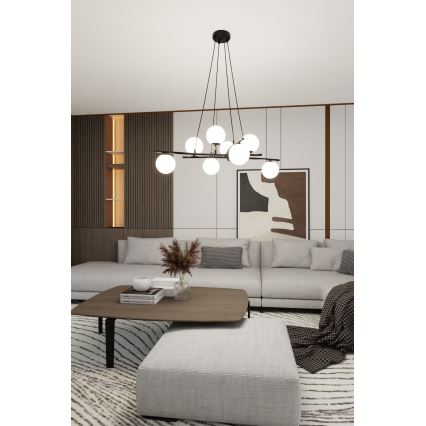 Lampadario a sospensione con filo ESSA 8xE14/10W/230V nero/bianco
