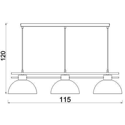 Lampadario a sospensione con filo ESTATE 3xE27/15W/230V nero