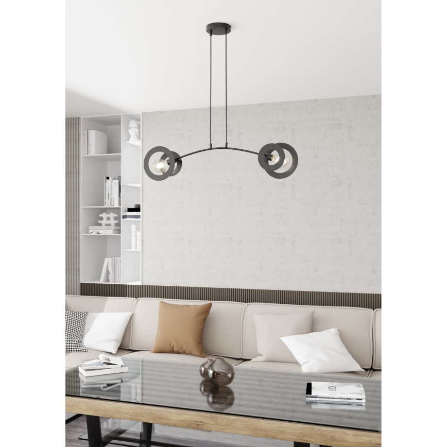 Lampadario a sospensione con filo EUFORIA 2xE27/15W/230V nero