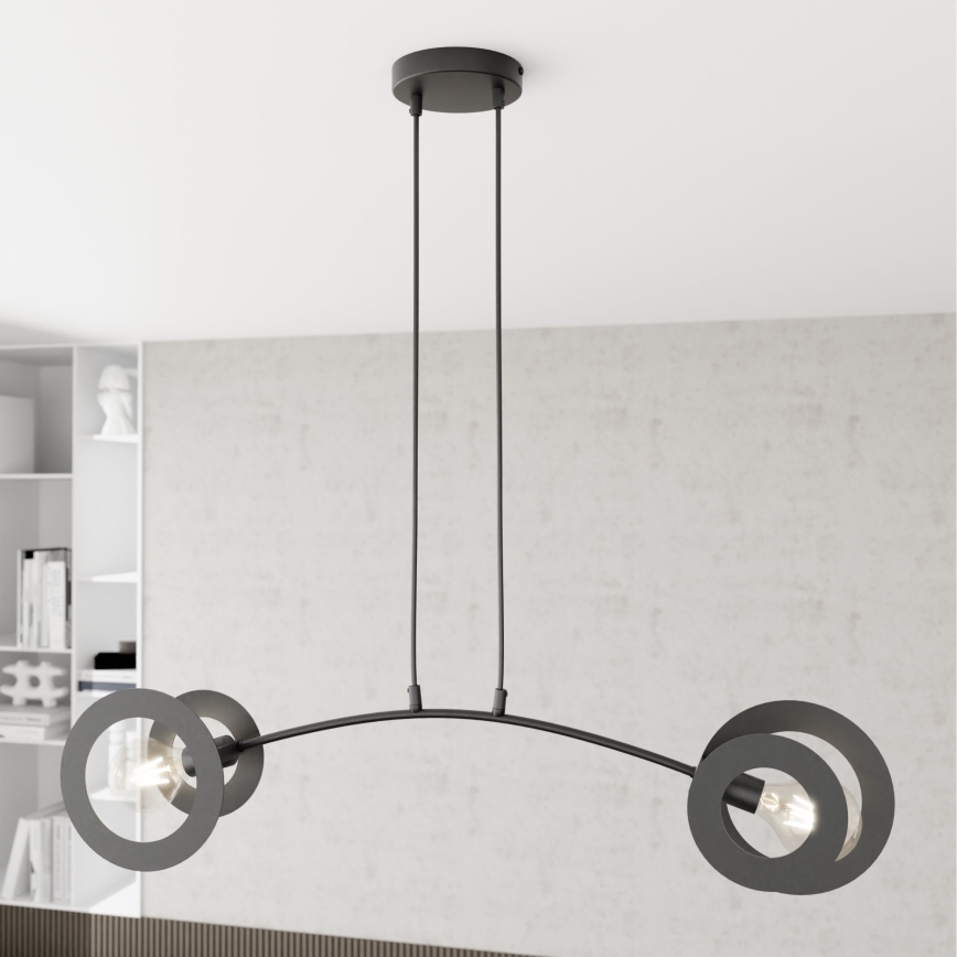 Lampadario a sospensione con filo EUFORIA 2xE27/15W/230V nero
