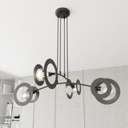 Lampadario a sospensione con filo EUFORIA 4xE27/15W/230V nero
