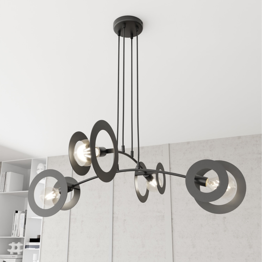 Lampadario a sospensione con filo EUFORIA 4xE27/15W/230V nero