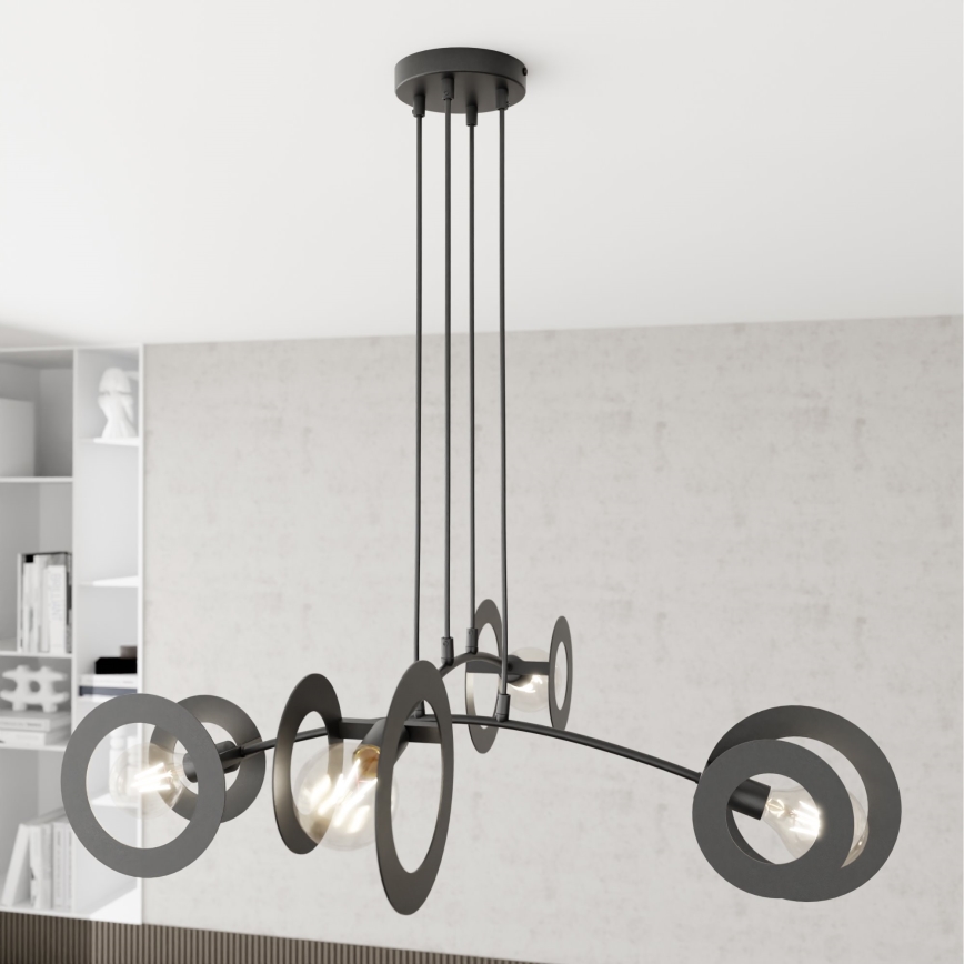 Lampadario a sospensione con filo EUFORIA 4xE27/15W/230V nero