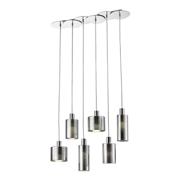 Lampadario a sospensione con filo EVOLUTION 6xE27/11W/230V cromo lucido