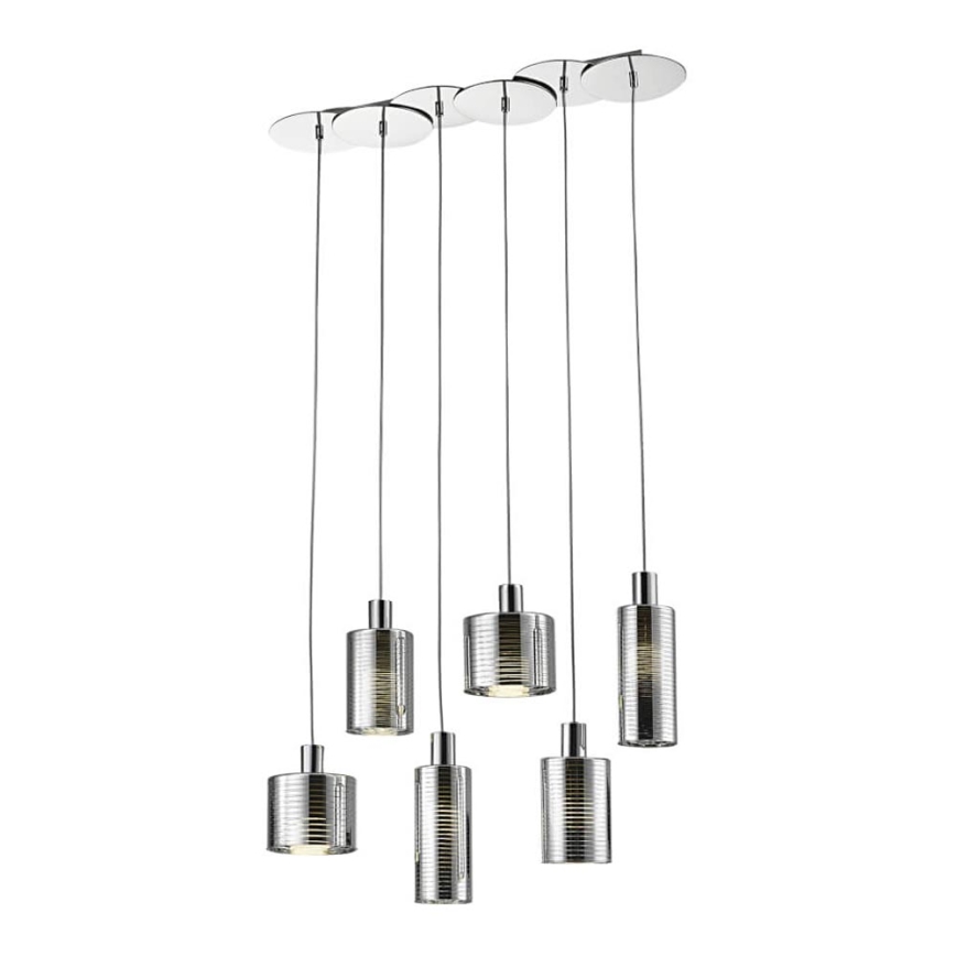 Lampadario a sospensione con filo EVOLUTION 6xE27/11W/230V cromo lucido