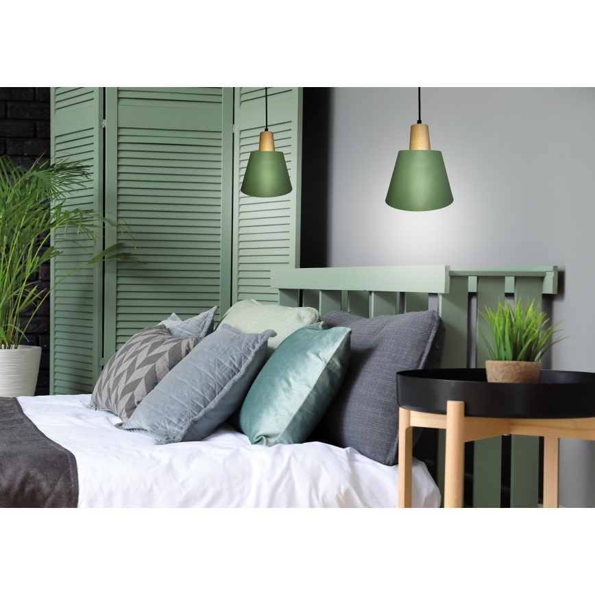 Lampadario a sospensione con filo FARO 1xE27/40W/230V verde/faggio