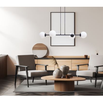 Lampadario a sospensione con filo FIRA 4xE27/60W/230V nero