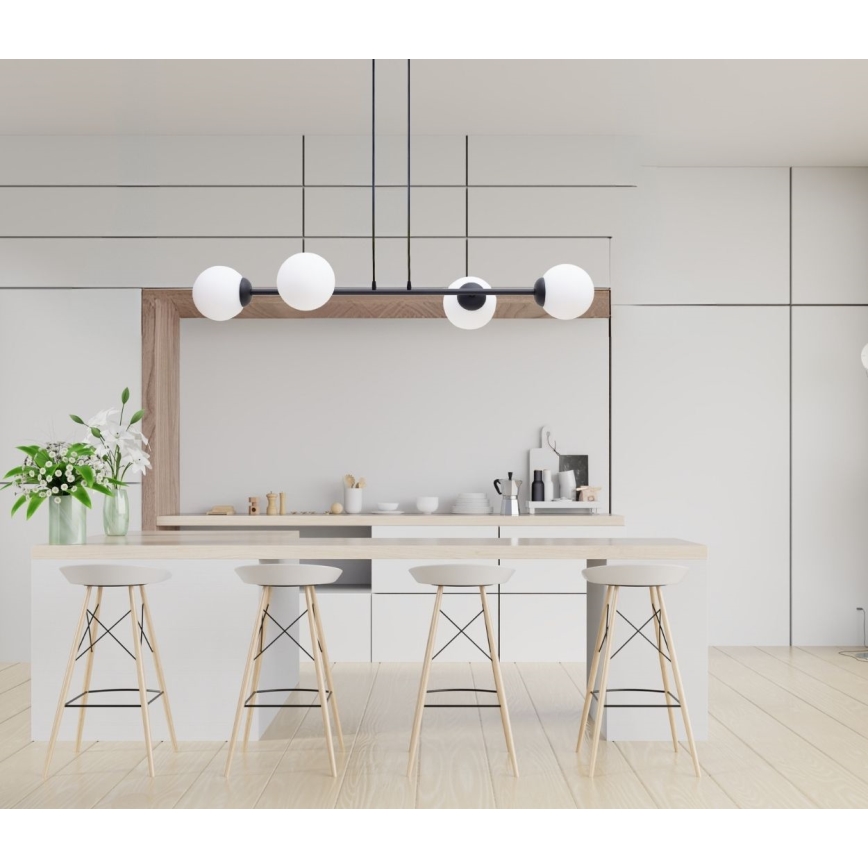 Lampadario a sospensione con filo FIRA 4xE27/60W/230V nero