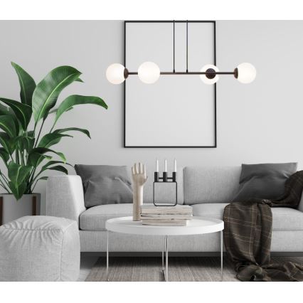 Lampadario a sospensione con filo FIRA 4xE27/60W/230V nero