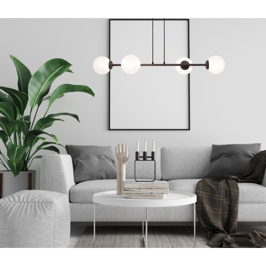 Lampadario a sospensione con filo FIRA 4xE27/60W/230V nero