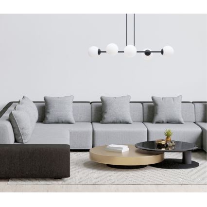 Lampadario a sospensione con filo FIRA 5xE27/60W/230V nero